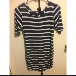 Navy Blue White Striped Dress